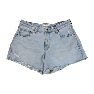 Abercrombie & Fitch Shorts Womens 30 Denim A-Line Mid Rise Curve Love Distressed